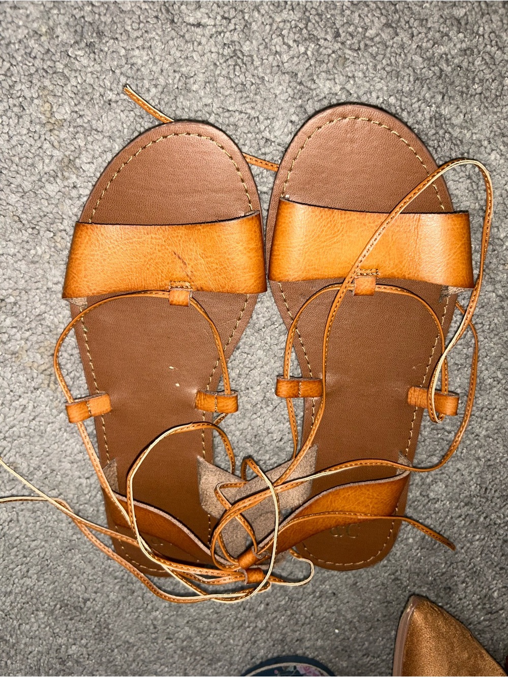 New York & Company Brown Lace-Up Flat Sandals